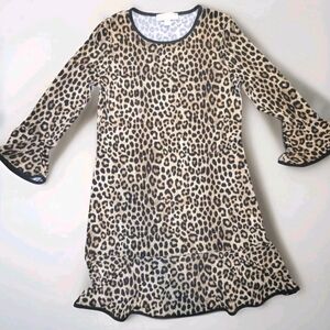 Michael Kors Mega Cheetah Bell Sleeves Flounce Dress Dark Camel M Fit Flare Knee